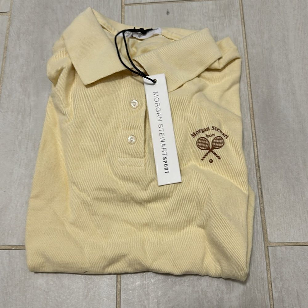 NWT Morgan Stewart sport yellow polo small